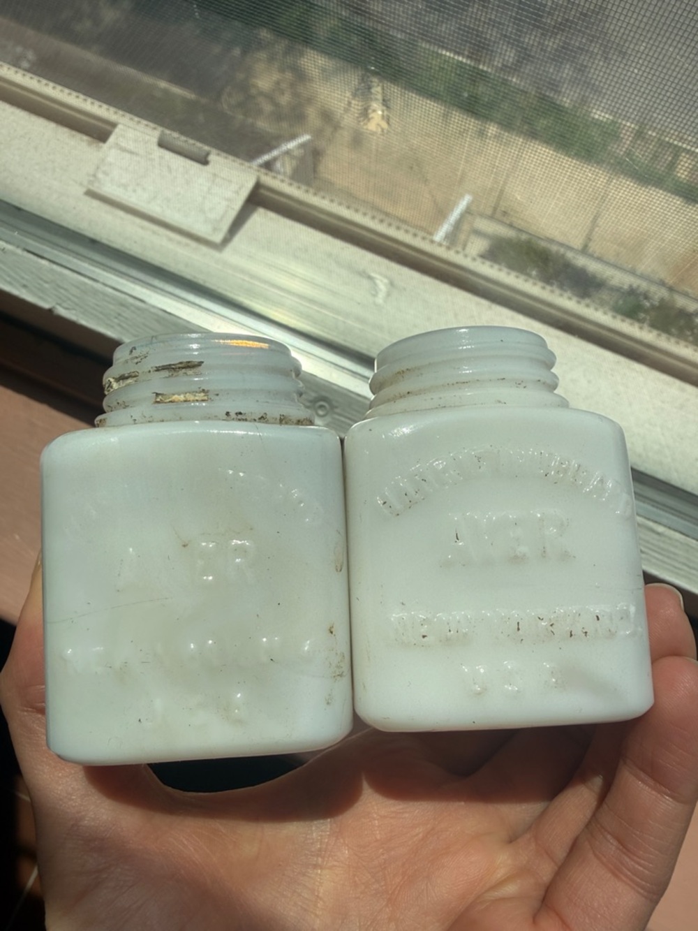 Vintage Harriet Hubbard Ayer White Milk Glass, New York, NY, USA embossed